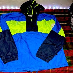 mens UO ‘90s Green Colorblocked Anorak Windbreaker Jacket sz medium